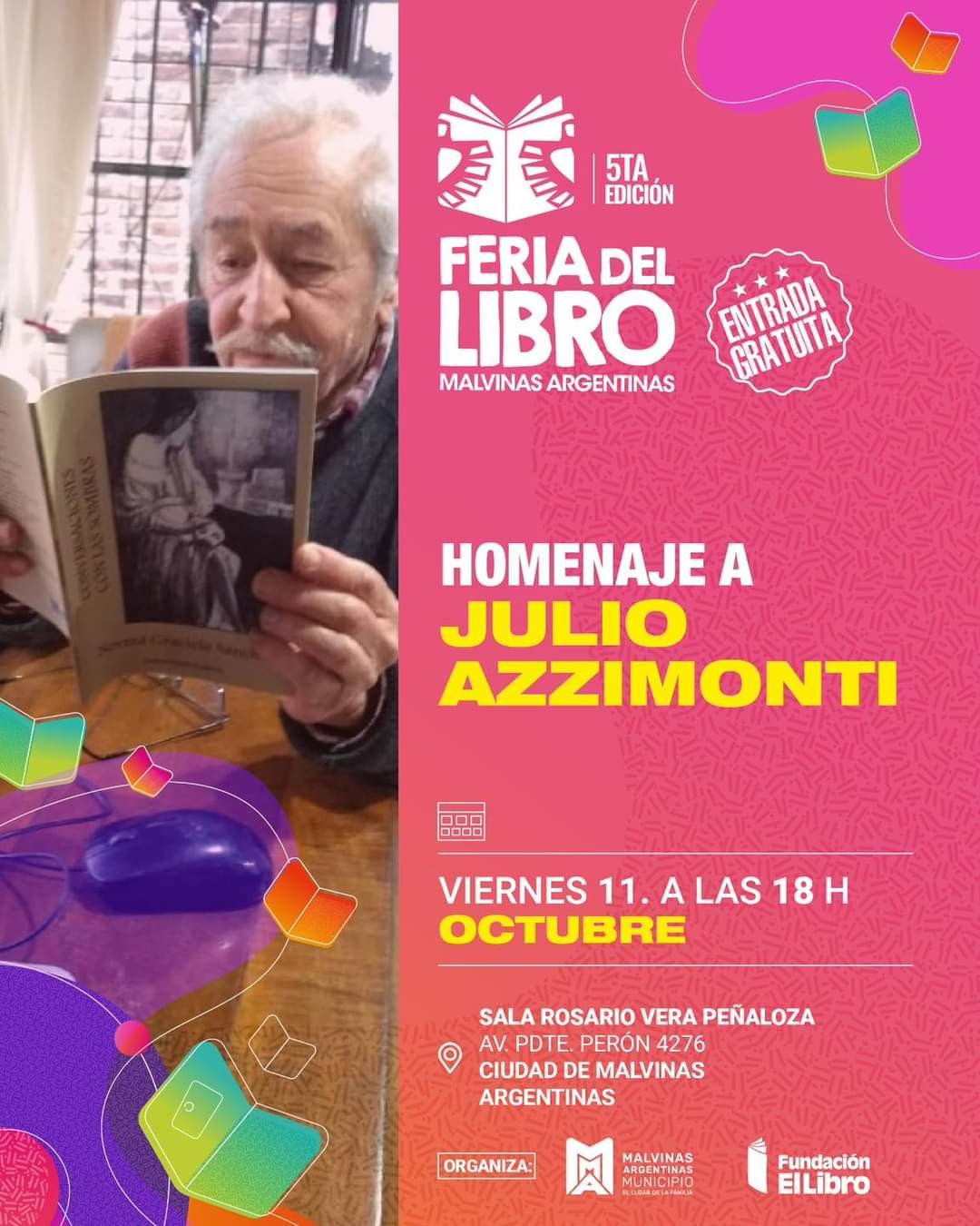Homenaje a Julio Azzimonti en la Feria del Libro de Malvinas Argentinas